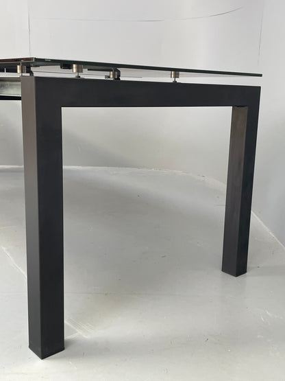 Calligaris Glass Dining Table Modern Italian Extending Steel 'Airport' EB12497
