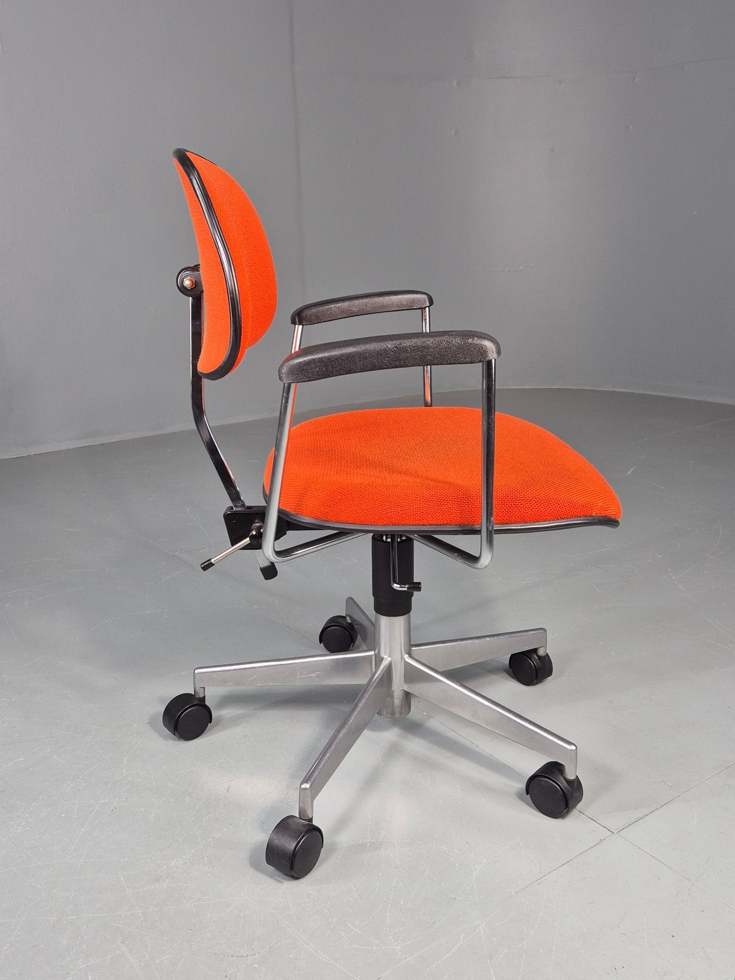 Vintage 1970s Office Chair Danish Labofa Orange wool Retro EB12128