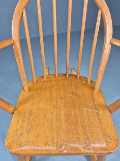Vintage Ercol Rocker Blonde Wood Blue Badge 1960s Retro EB12308