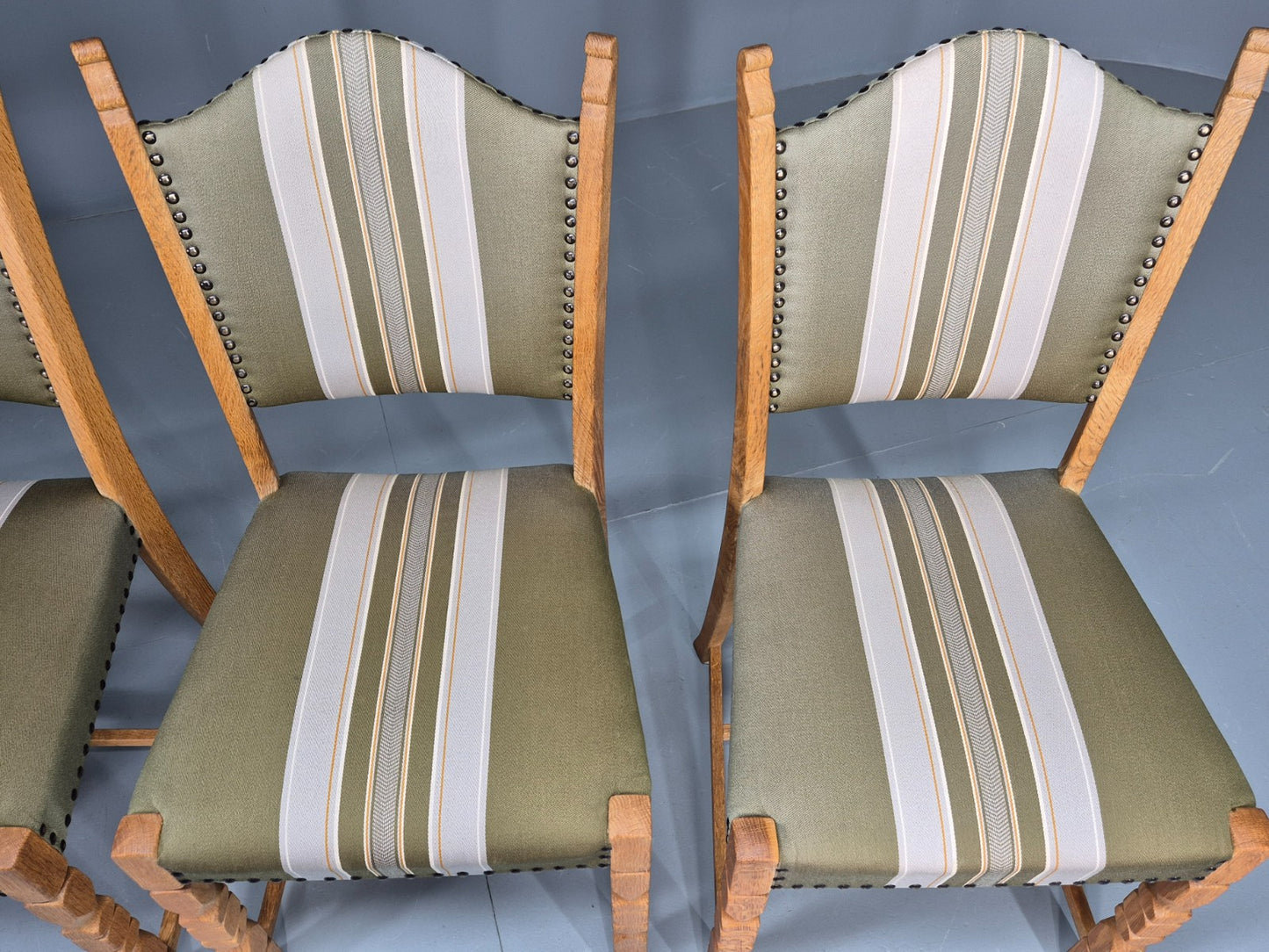 4 Vintage Henning Kjaernulf Dining Chairs Oak Frame 1970s Retro  EB12127