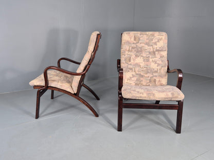 Vintage Danish Bentwood Lounge Chairs 1980s Stouby Retro MCM EB12130