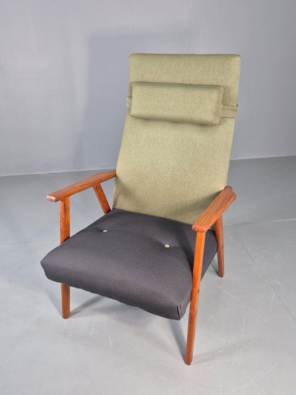 Vintage Mid Century Danish Lounge Chair Teak Frame High Back 1960s Retro EB12125