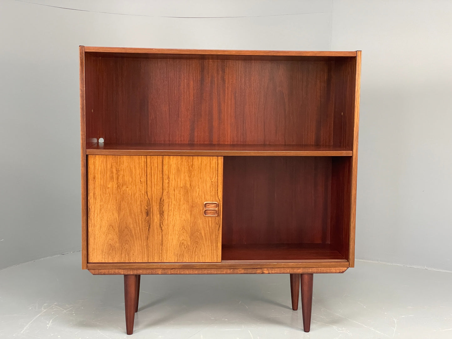 Vintage Danish 1960s Bookcase Cabinet Darkwood Sliding Mid Century Retro EB11992