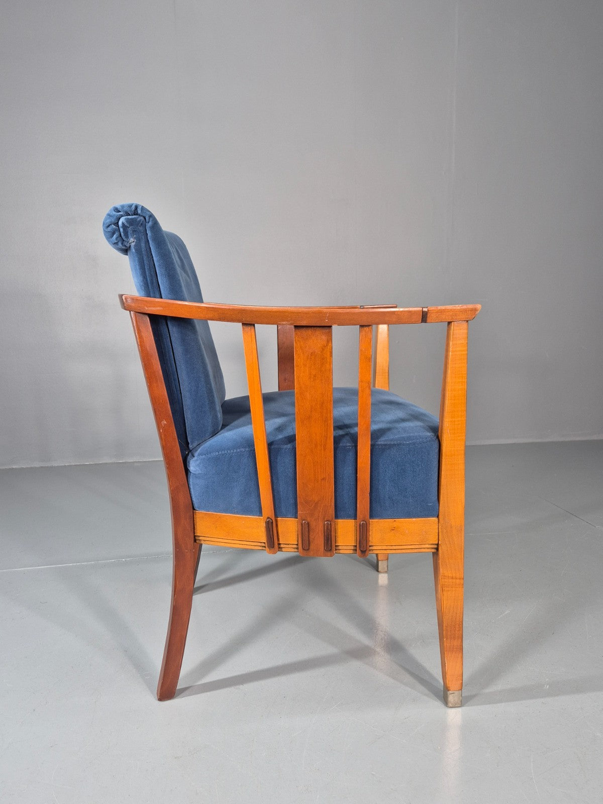 6 Art Deco Style Elbow Chairs Scandinavian Modern Blue Velvet   EB10935 VDIN