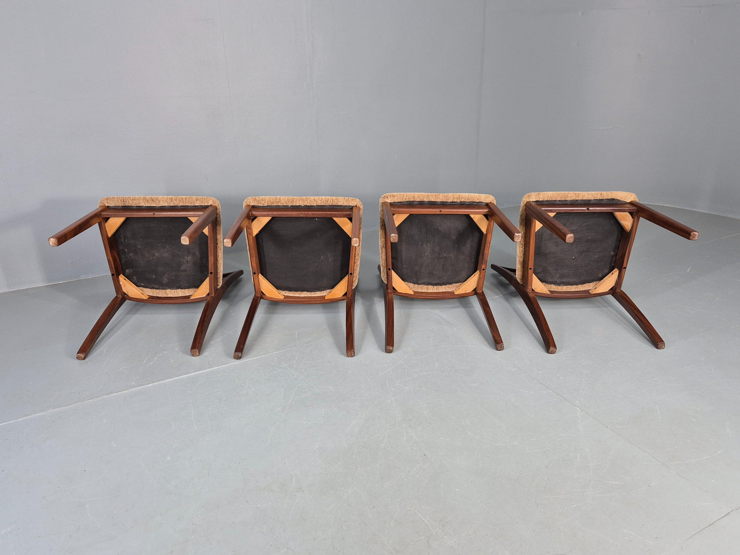 4 Vintage G Plan Dining Chairs Teak Frames Retro 1970s Original EB12175