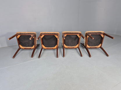 4 Vintage G Plan Dining Chairs Teak Frames Retro 1970s Original EB12175