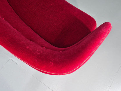 Vintage Danish Banana Sofa 3 Seater Red Velvet Velour 1950s Classic MCM EB12399