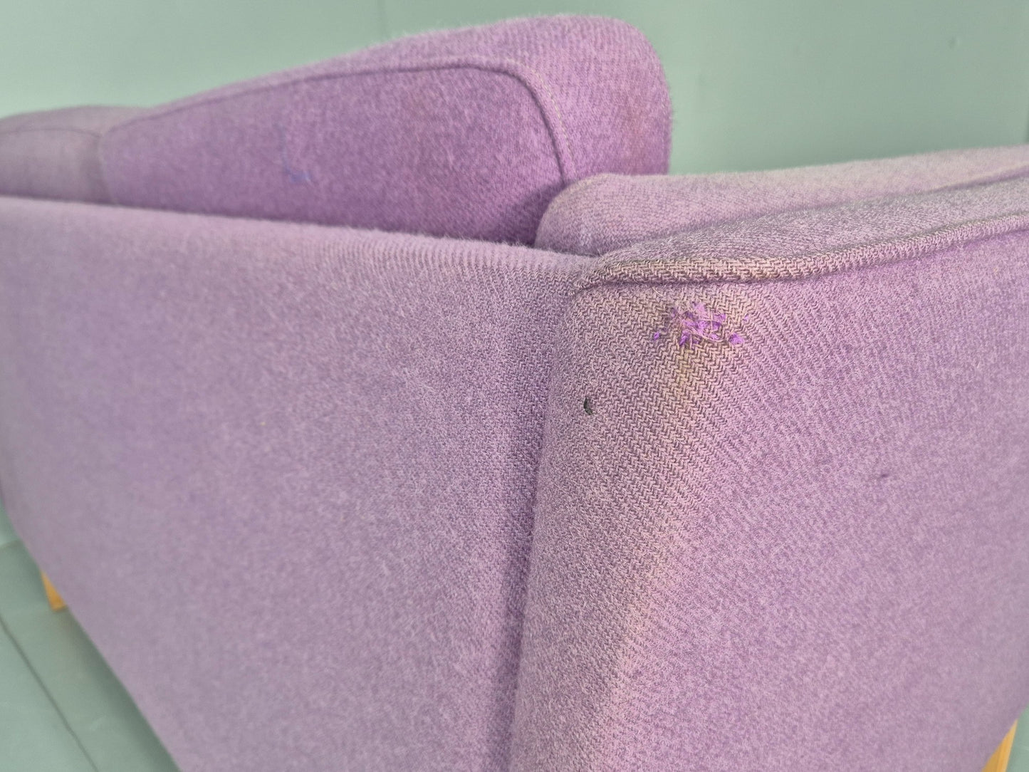 Vintage 2 seater Sofa Mids Century Danish in Purple Wool 1970s Retro EB12144