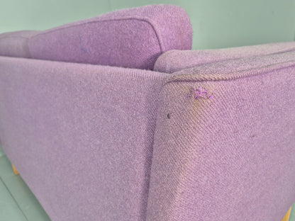 Vintage 2 seater Sofa Mids Century Danish in Purple Wool 1970s Retro EB12144