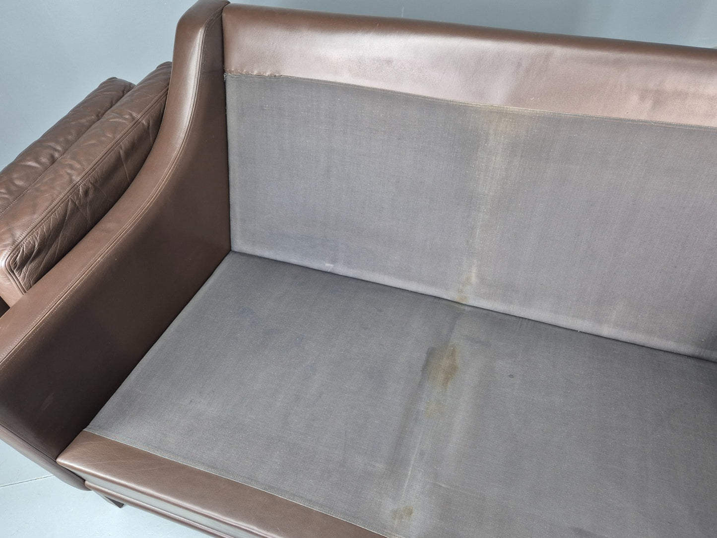 Vintage Mid Century 2 Seater Sofa Brown Leather Danish 1970s Retro MCM EB12468