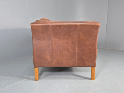 Vintage Mid Century 2 Seater Sofa Danish 1980s Leather Retro EB11636