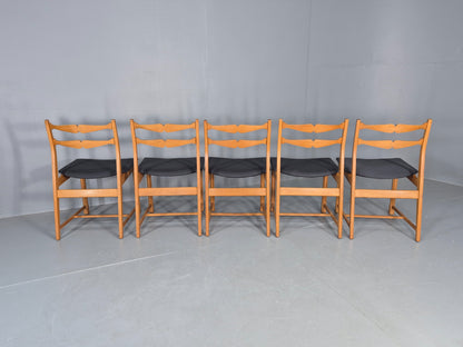 5 Vintage Kjaernulf Style Dining Chairs Oak Frame New Seats 1970s Retro EB12141