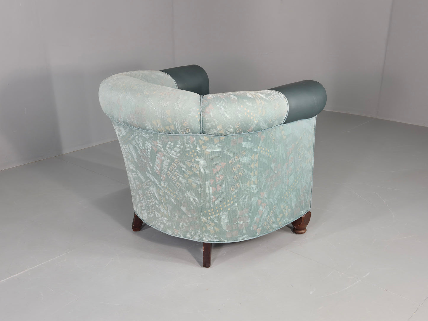 Vintage Art Deco Tub Barrel Chair 1980s Make Over Turquoise Retro EB12714