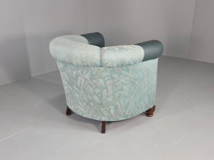 Vintage Art Deco Tub Barrel Chair 1980s Make Over Turquoise Retro EB12714
