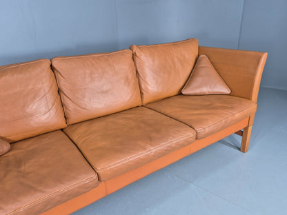 Vintage 3 Seater Sofa Danish Mid Century Skippers Tan Leather Retro  EB10530