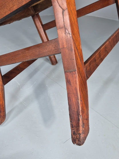 Antique Georgian Elbow Chair Mahogany Frame Leather Seat Splat Back EB11933