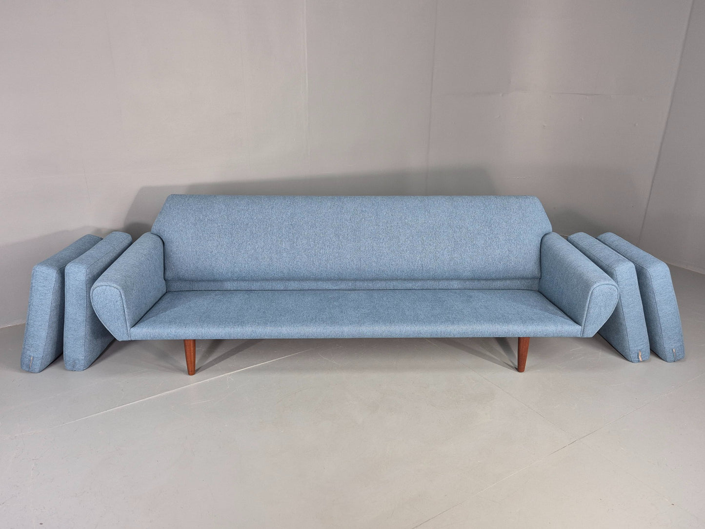 Vintage 4 Seater Sofa 1960s Danish Thams New Upholstery Teak Legs MCM  EB12788