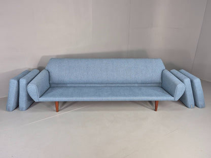 Vintage 4 Seater Sofa 1960s Danish Thams New Upholstery Teak Legs MCM  EB12788