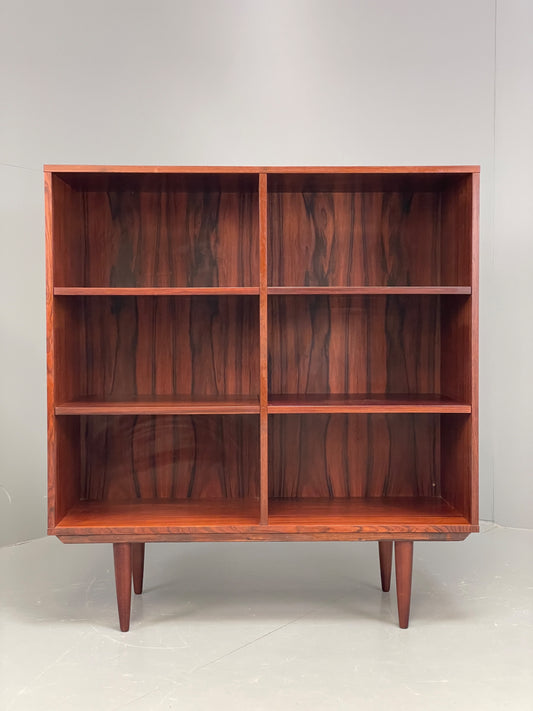 Vintage 1970s Darkwood Bookcase Shelving Mid Century Record Storage EB12349