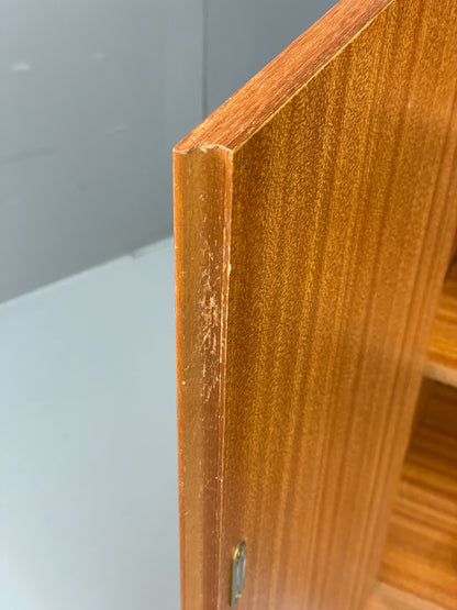 Vintage 1960s Glazed Bookcase Teak Mid Century Modern Shelving Cabinet EB12214