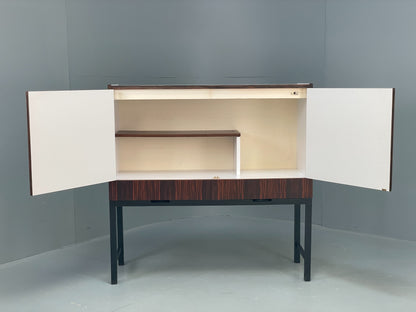 Vintage Cabinet White Formica Darkwood Retro 1960s Shelving Mid Century EB12517