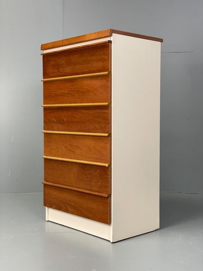 Vintage 1960s Teak Chest Of Drawers Tallboy Mid Century White Retro EB12959