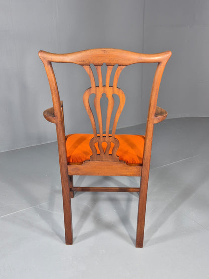 Hepplewhite Revival Oak Elbow Chair Antique New Seat Pad EB11931