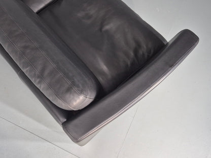 Vintage Stouby 2 Seater Sofa Black Leather 2000s Retro MCM  Quality EB12435