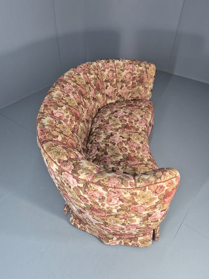 2 Seater Banana Sofa Vintage Danish Art Deco Floral Upholstery  EB10788 V2SS