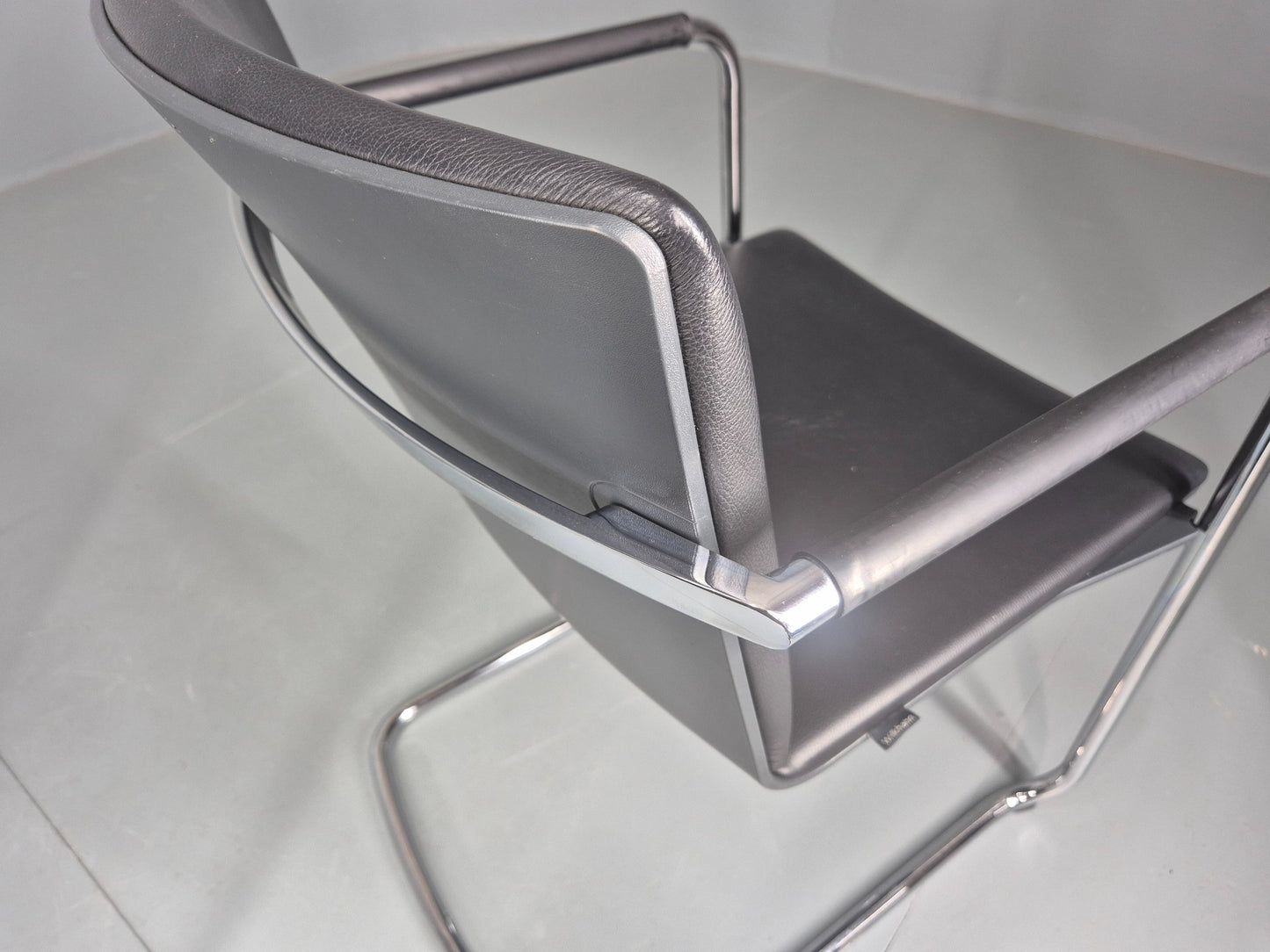 3 Vintage Stacking Chairs Wilkhahn Chrome Cantilever Frames Leather chairs EB12270
