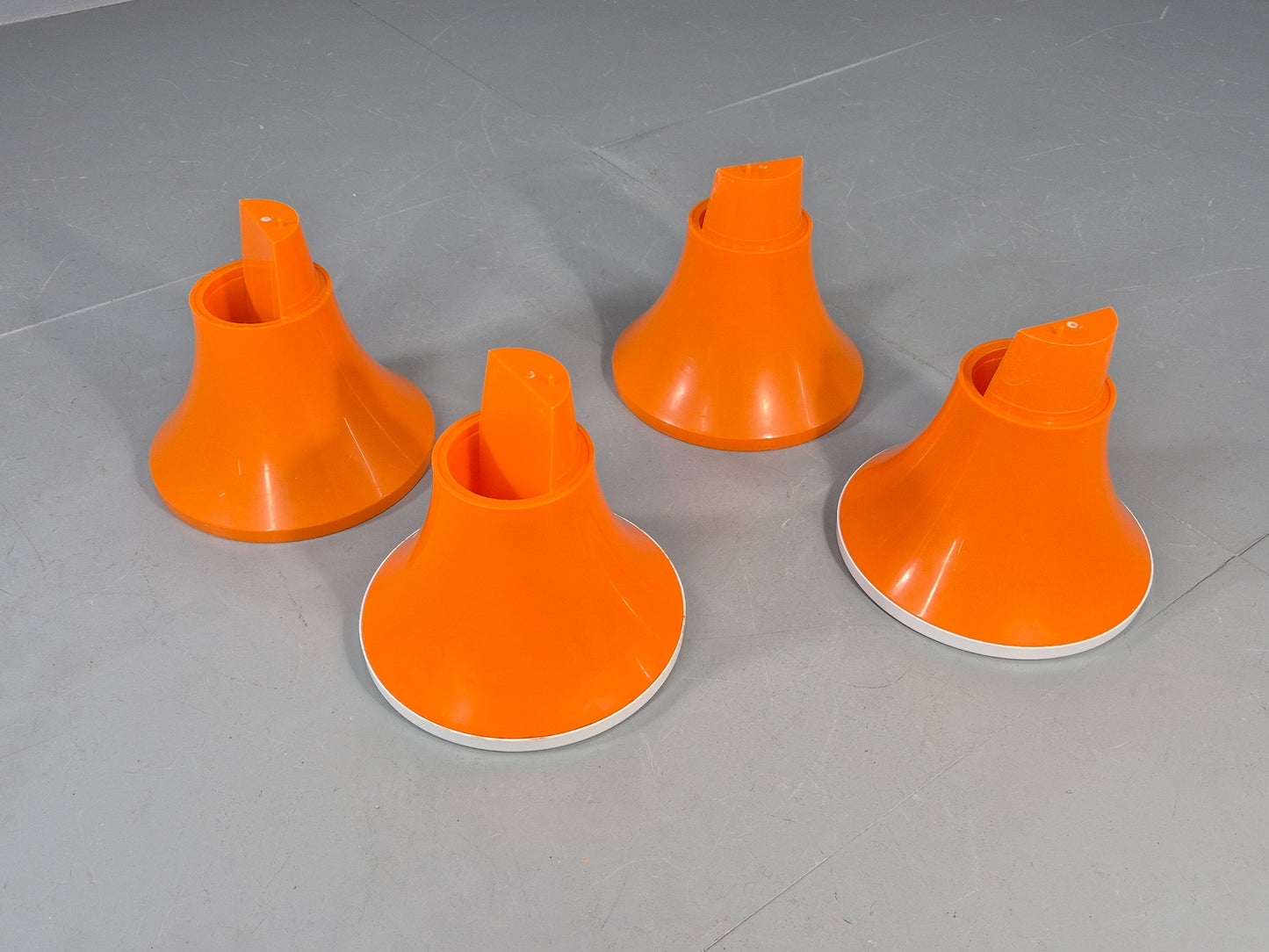2 Vintage Orange and White Tam Tam Stools Retro 1960s Pop Art EB12253
