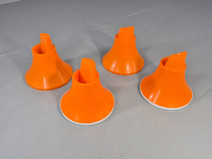 2 Vintage Orange and White Tam Tam Stools Retro 1960s Pop Art EB12253