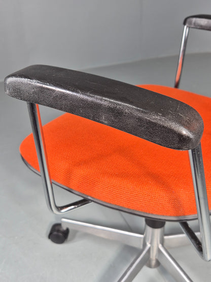 Vintage 1970s Office Chair Danish Labofa Orange wool Retro EB12128
