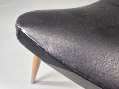 Vintage Danish Mid Century Footstool Triangular Black vinyl 1960s Retro EB12152