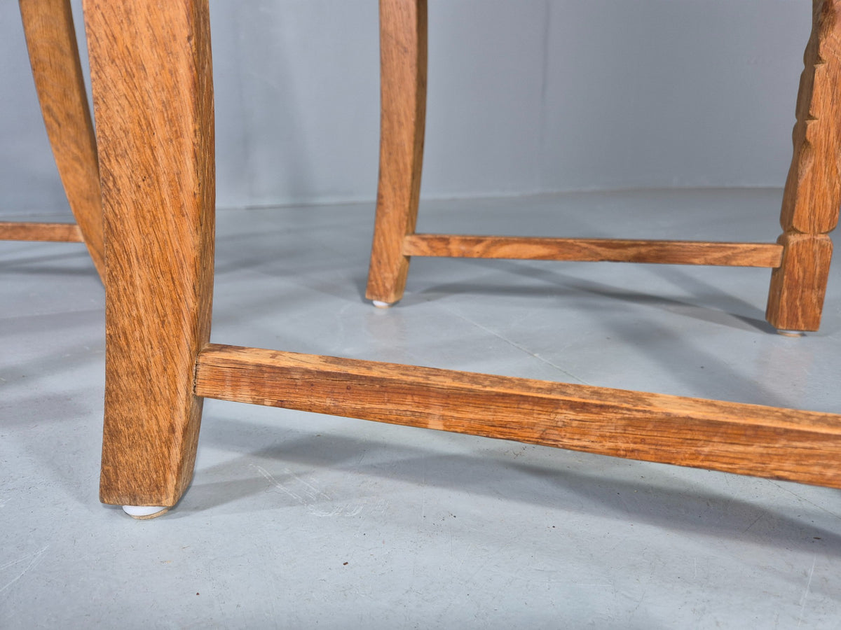 2 Vintage Dining Chairs 1970s Danish Kjaernulf Style Orange Wool Striped EB13075