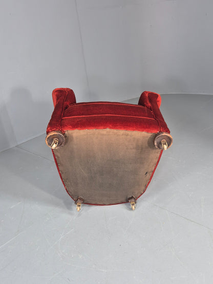Vintage Rocking Chair Mid Century Red Velour 1950s Retro EB12794