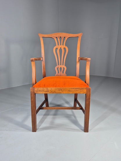 Hepplewhite Revival Oak Elbow Chair Antique New Seat Pad EB11931
