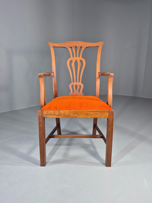 Hepplewhite Revival Oak Elbow Chair Antique New Seat Pad EB11931