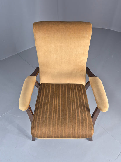 Vintage 1960s Lounge Chair Hardwood Frame with High Back Retro MCM EB11827