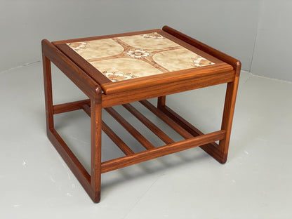 Vintage Side Table Teak Tile Topped 1970s Mid Century Retro Shelf EB12828