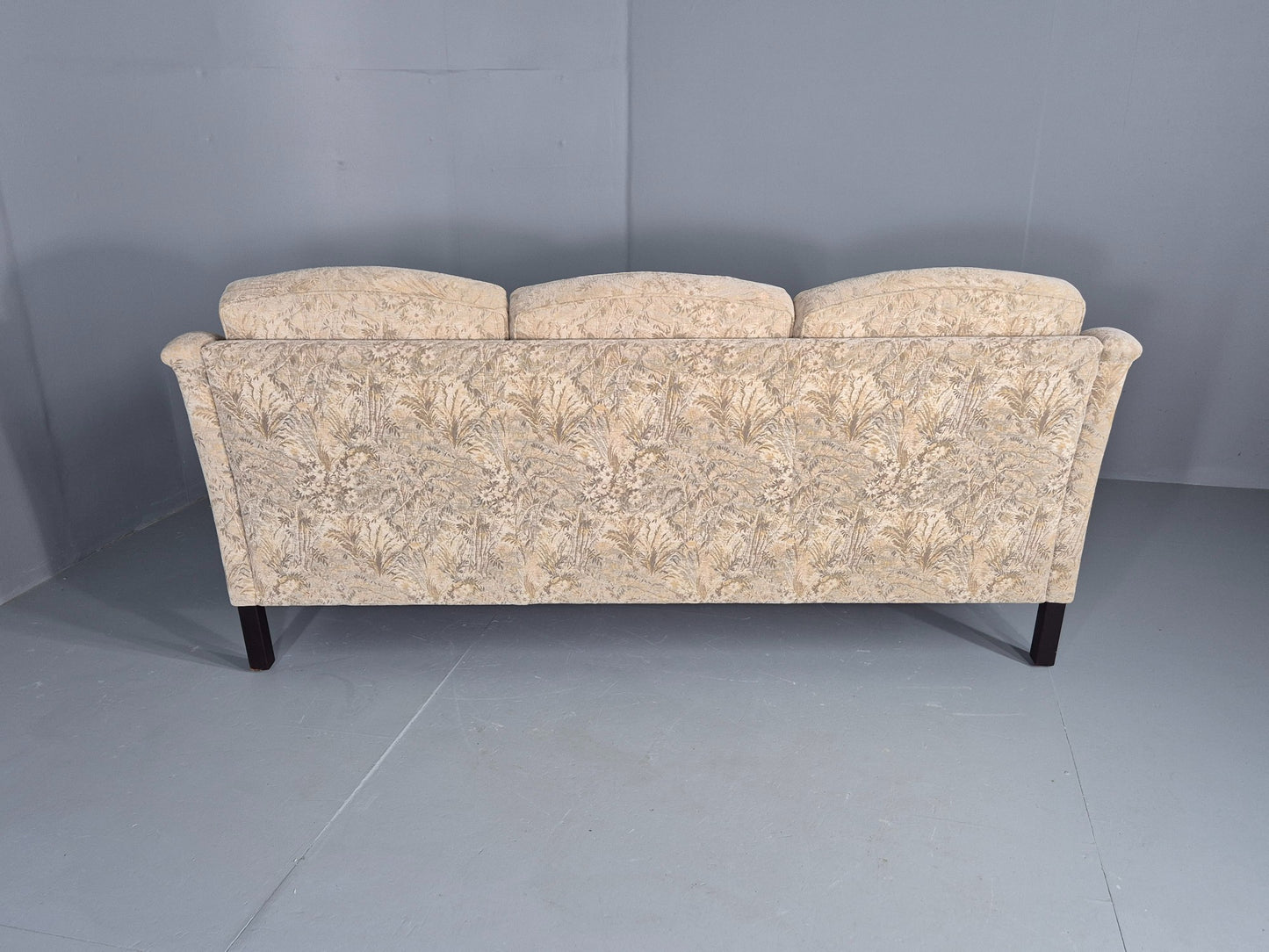 Vintage Danish 3 seater Sofa 1980s Floral Cotton Velour retro MCM EB12562