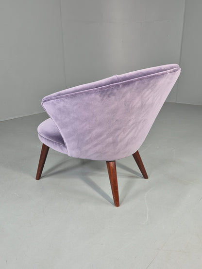 Vintage Danish Mid Century Tub Chair New Upholstery Teak Legs 1960s  EB12039