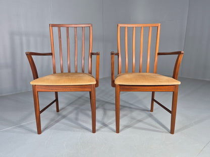 2 Vintage McIntosh Carver Dining Chairs Teak Frames Gold Velour Seats EB12181