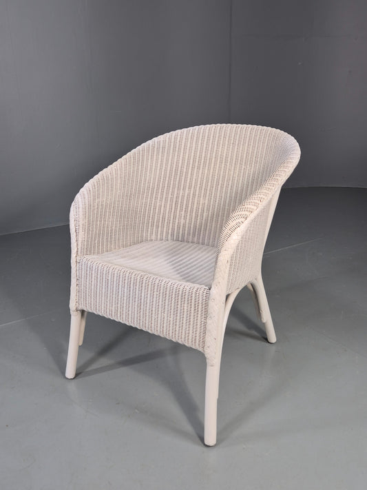 Vintage Lloyd Loom Tub Chair Lusty Brand white Painted 1930s Retro EB12548