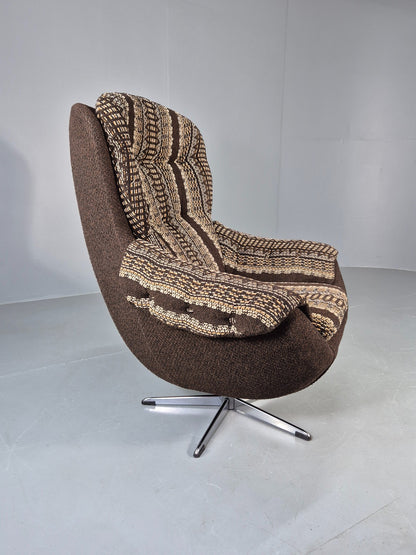 Vintage Egg Chair 1980s Retro Original Cloth Modern Design Brown Cream EB13066