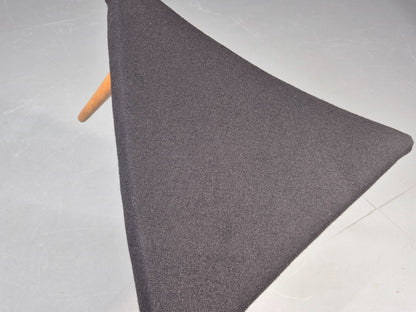 Vintage Danish Mid Century Footstool Triangular Black Cloth 1960s Retro EB12154