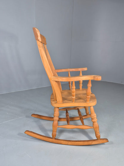 Vintage Beech Rocking Chair Antique Style Late 20th Century Splat Back EB12799
