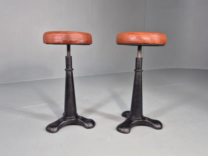 2 Vintage Singer Stools with faux Leather Upholstery Reproductions EB12306