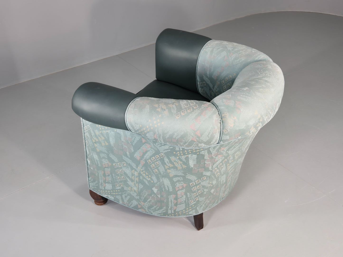 Vintage Art Deco Tub Barrel Chair 1980s Make Over Turquoise Retro EB12714