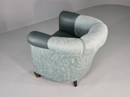 Vintage Art Deco Tub Barrel Chair 1980s Make Over Turquoise Retro EB12714